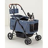 OJCME Dog Stroller for Large & Medium Dogs (20–132 lbs), Pet Stroller for 2 Small Dogs, Extra Large Heavy Duty, Foldable & Ventilated, Pink or Navy