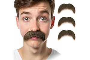 JEGERMIG 3 Pcs Halloween Costume Self-Adhesive Fake Beard and Mustache Set, Black, Theatrical Facial Hair