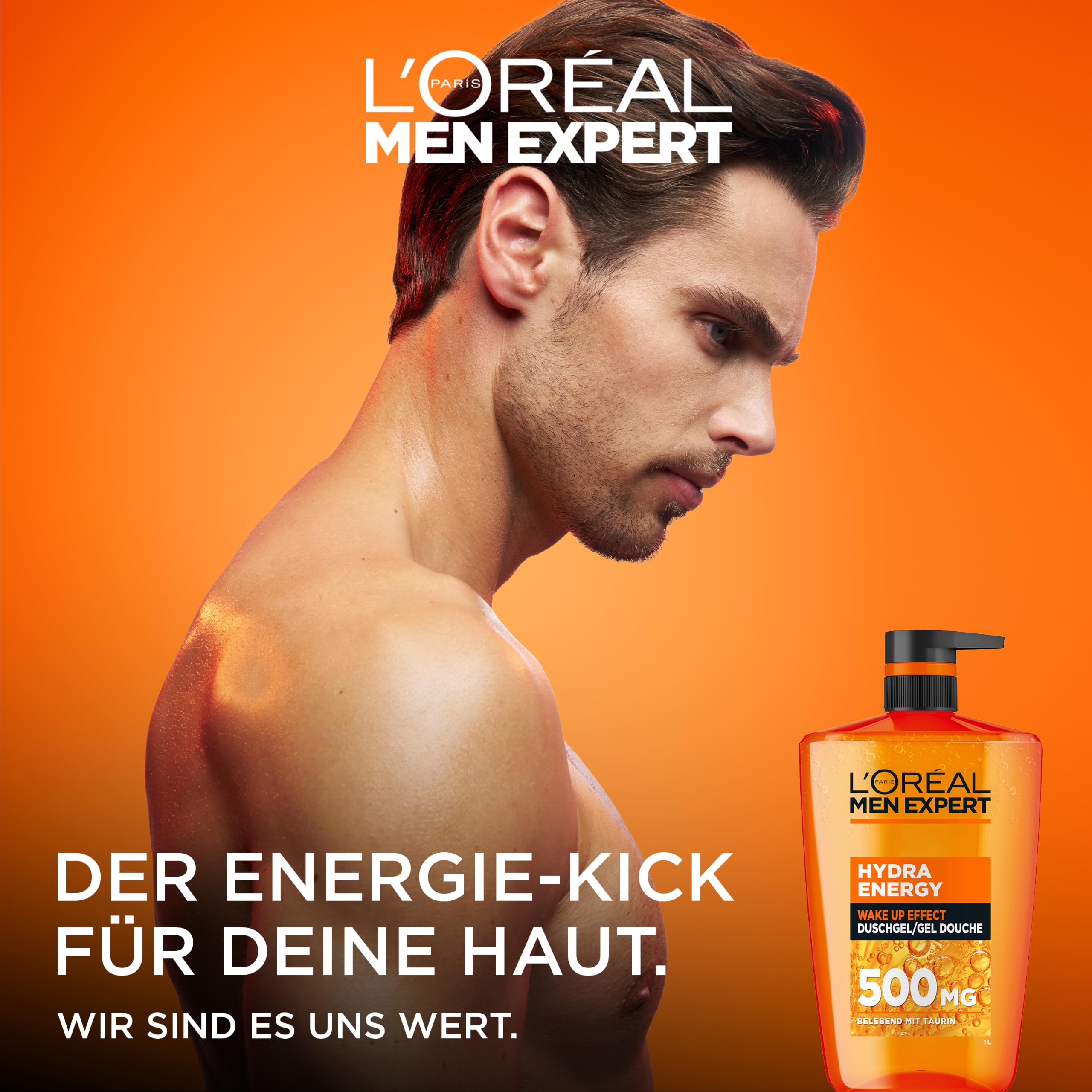 L'Oréal Men Expert 1L Duschgel und Shampoo für Männer, 3-in-1 Duschbad zur Reinigung von Körper, Haar und Gesicht, Herren Körperpflege für langanhaltende Frische mit Taurin, Hydra Energy, 1x1000 ml 2