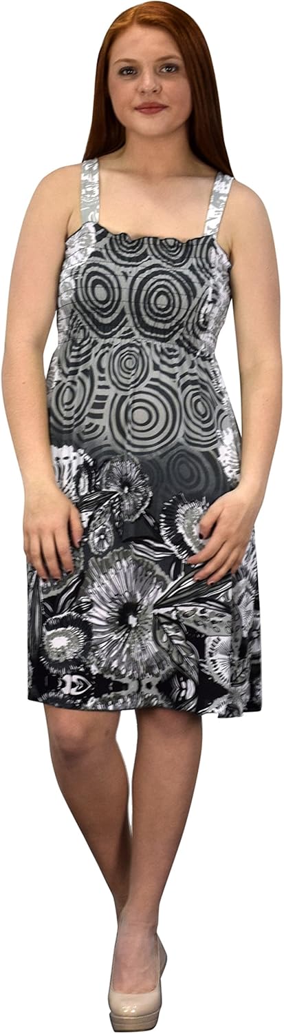 Peach Couture Juniors Knee Length Multicolor Exotic Smocked Printed Summer Dress At Amazon Women S Clothing Store