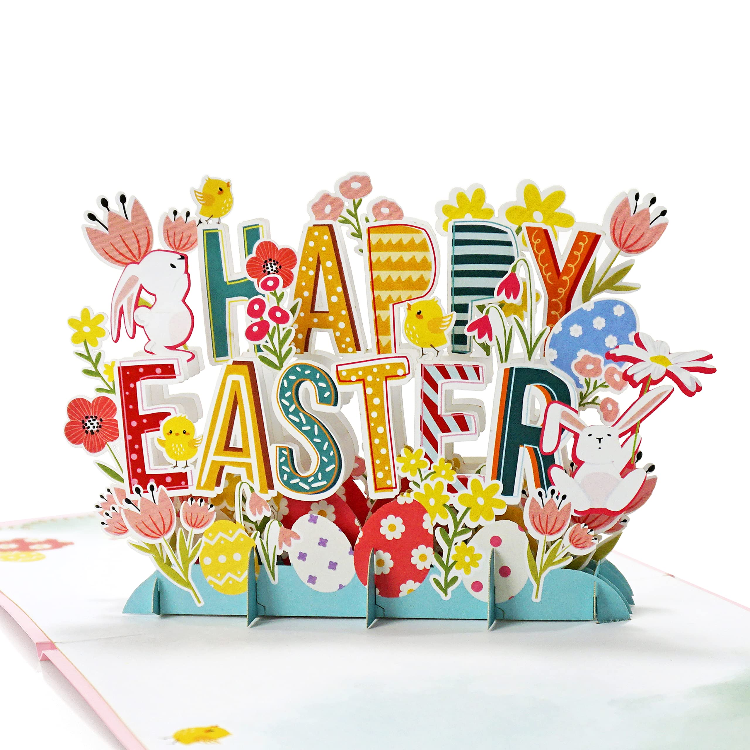 CUTPOPUP Text Happy Easter - 3D Easter Cards, Eatser Gretting Card, Bunny Easter Pop Up Cards (Text) US8-16 UK