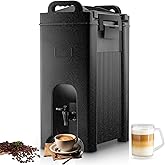Insulated Beverage Dispenser 5 Gallon, Food-Grade Hot and Cold Drink Dispenser with Stand, Detachable Spigot and Handles, Hot Beverage Dispenser for Mobile Coffee Bar, Office, Chocolate, Cocoa, Water