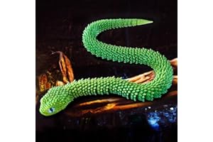 TITIC 3D Printed Snake Animals Toys, Articulated Flexible 3D Printed Viper Fidget Toy, Realistic Slithering Design, Home Office Executive Desk Decor (Green, 18 in)