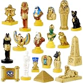19 Pcs Small Egyptian Figurines Mini Hand-painted Ancient Egypt Statues | Resin Ancient Egyptian Pyramid Mummy Pharaoh Anubis Egyptian Gods