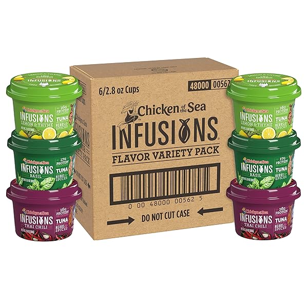 CHICKEN OF THE SEA INFUSIONS TUNA, 2.8 OUNCE CUPS (PACK OF 6), 3 FLAVOR VARIETY PACK, WILD CAUGHT TUNA