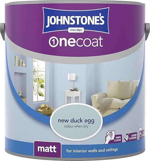 Johnstone's 308450 2.5 Litre One Coat Matt Emulsion Paint New Duck