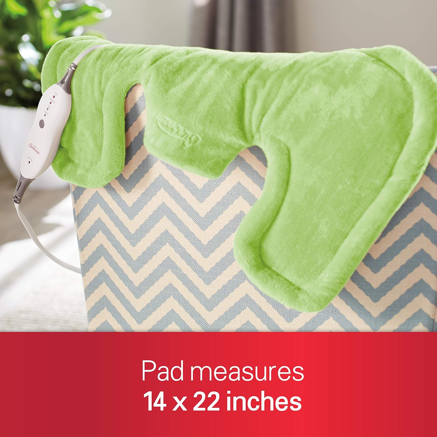 Sunbeam Heating Pad for Neck & Shoulder Pain Relief | Standard Size Renue, 4 Heat Settings with Auto-Off | Spa Green, 14-Inch x 22-Inch: Health & Personal Care