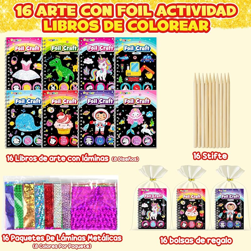 16 Pack 2 IN 1 Kit de Arte con Foil + Libros de Colorear — foto 2 de 7
