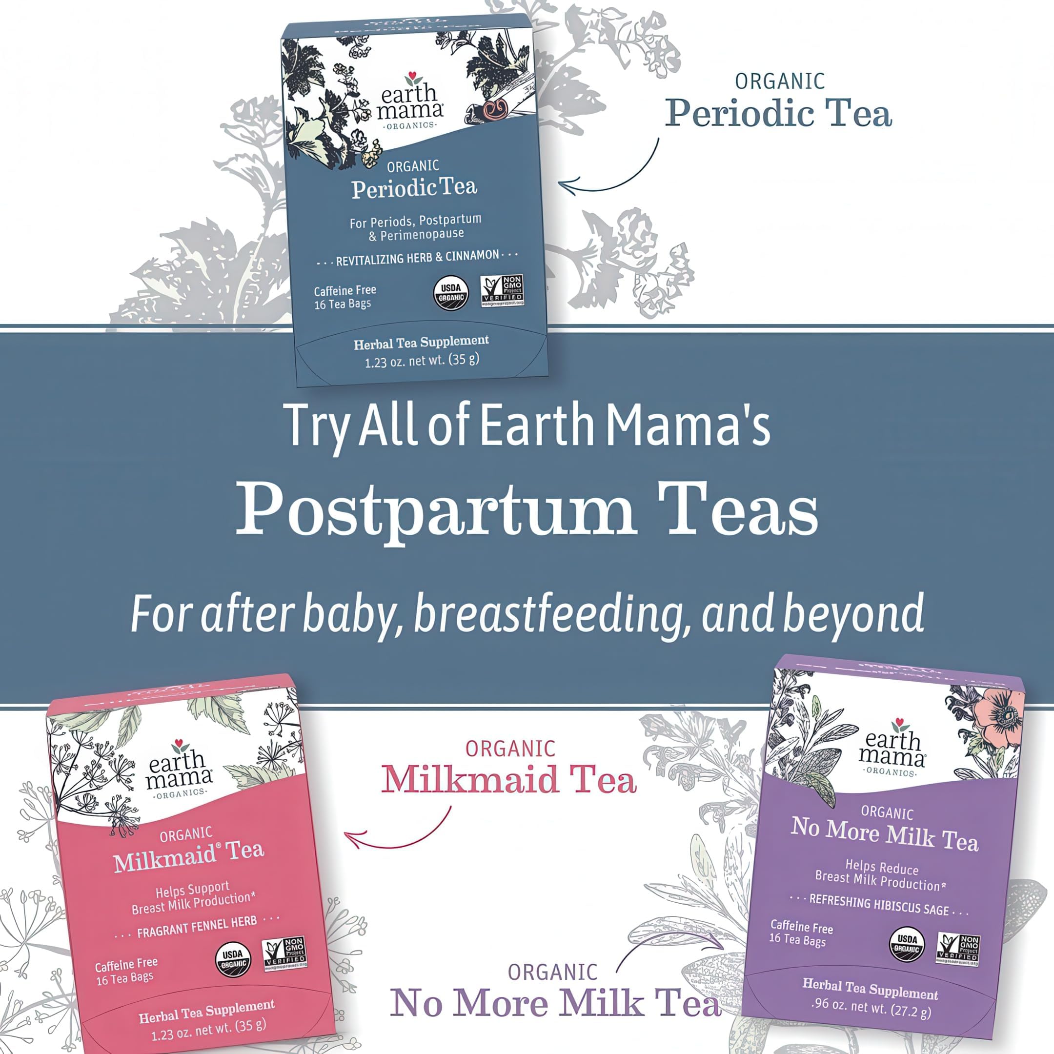 Earth Mama Organic Milkmaid® Tea | Lactation Support Herbal Tea Bags for Breastfeeding, Decaf Lactation Supplement for Increased Breast Milk Production, With Milk Thistle & Fenugreek (16 Count)