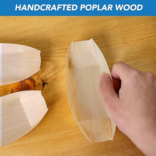 rebEarth Bamboo Wood Boat Disposable Plates Heat Resistant for