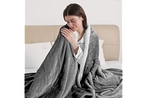 ESTINGO Heated Throw Blanket, Electric Blanket Throw with 5 Heating Levels & 4 Hours Auto Off, Super Soft Flannel Sherpa Fast Heating Blanket with ETL Certified for Bedding, 50"x60", Cool Gray