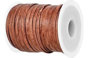 GENIQUE 3mm Leather lace, Leather String Cord, Leather Strips for Crafts, 20 Metre for Necklace, Bracelets, Jewellery, Shoe Laces, DIY Hobby Projects, Leather Cording (3mm Saddle Brown Distressed)