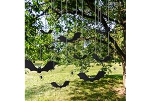 YWDUOYING 12 PCS Halloween Bats, Rubber Vampire Bats, Hanging Bat for Halloween Party, April Fool's Day,Haunted House Decoration