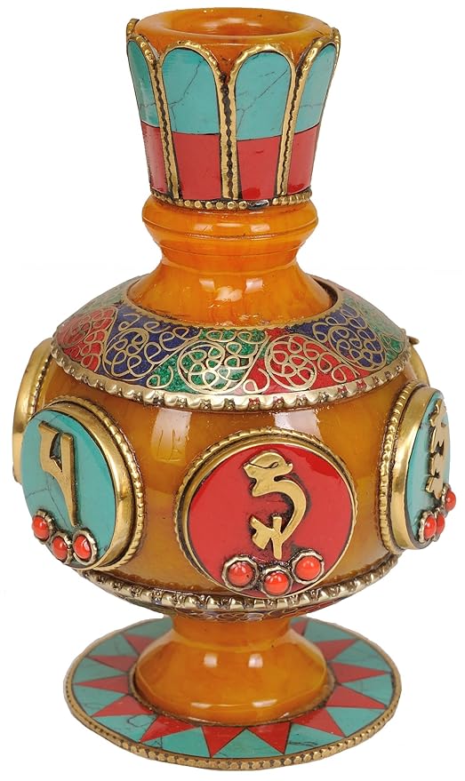 Buy Exotic India Tibetan Buddhist Sacred Buddhist Vase Amber