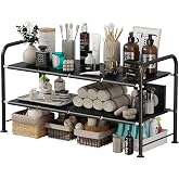 Under Sink Organizers and Storage,Expandable under cabinet organizer Shelf | 2 tier expandable shelf for kitchen and bathroom,8 Removable Carbon Steel Panels,27.36-36.02" W x 12.28" D x 16.93" H