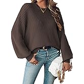 SunnyMelody Womens Oversized Batwing Sleeve Sweater Winter 2025 Trendy Ribbed Waffle Knit Crewneck Pullover Tops