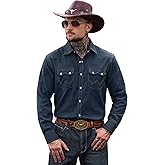 Herberton Mens Western Pearl Snap Shirt Cotton Blend Cowboy Style Long Sleeve Button Shirts