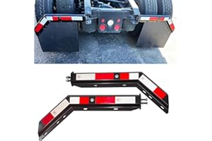 GaeaAuto Black Angled Spring Loaded Mud Flap Hanger Bracket Mudflap Holder Set 1-1/8" Bolt Spacing 30" Length with Reflective Tapes fit for Semi Trucks, 2 Pack