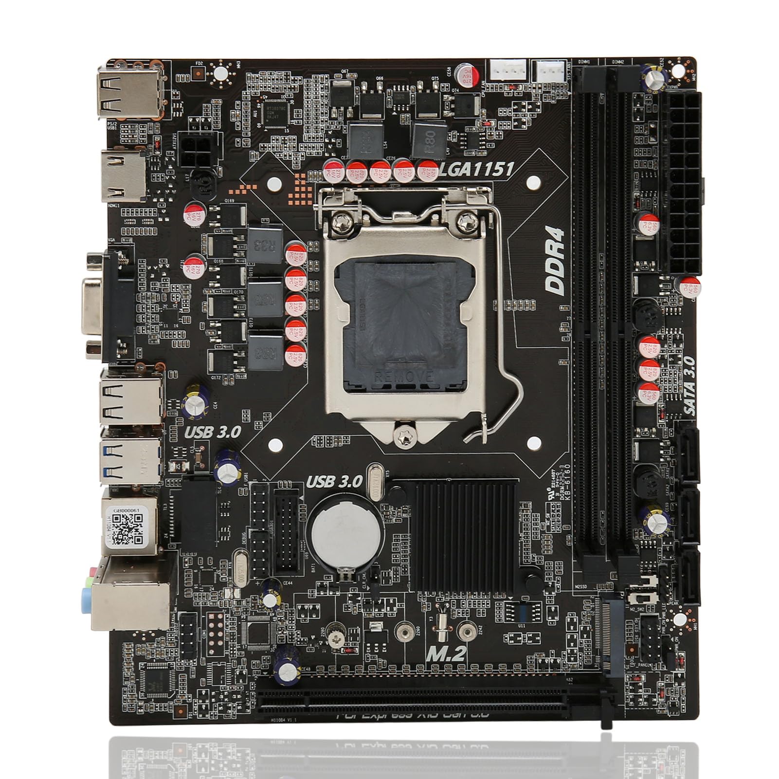 Desktop Computer M-ATX Motherboard, DDR4 LGA 1151 Socket H110 Motherboard, PCI E X16 Gen 3.0, SATA3.0x 3, VGA, M.2, HD MI, NGFF+NVME Support