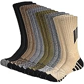 SUKBRGIR Men's Cotton Crew Work Socks - Cushioned Boot Socks for Hiking, Sports & Running | Moisture Wicking Athletic Socks