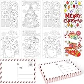 Whaline 48 Pack Blank Christmas Color Your Own Postcards to Santa 6 Designs Coloring Merry Xmas Greeting Letter Cards Wish List Writing for Family School Classroom Party Favors, 4 x 6 In