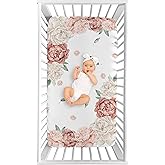 Sweet Jojo Designs Fitted Baby Crib Sheets (Boho Pink Floral) for Girls, Infant Nursery, Toddler Room - Standard Size (Photo Op, Blush Rose, Bohemian, Vintage, Watercolor, Shabby Chic, Farmhouse)