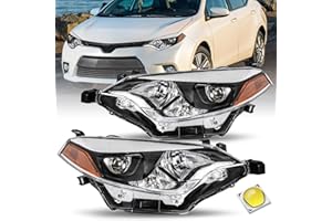 JSBOYAT Headlights Assembly for 2014 2015 2016 Toyota Corolla Base/CE/C/LE Eco/LE/L/S Plus/S/Sedan 4-Door LED Headlamps Driver and Passenger Side