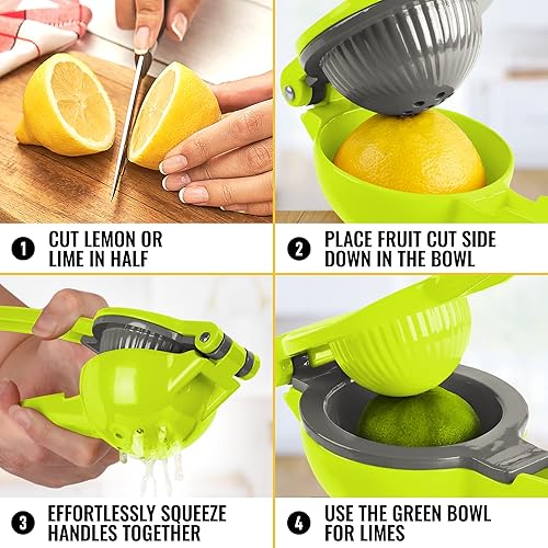 Zulay Metal 2-In-1 Lemon Squeezer Manual Sturdy, Max Extraction