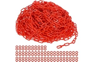 PATIKIL Plastic Chain Links, 200 Foot Safety Chains, Red Plastic Chains for Barriers, Crowd Control, Queue Lines, Parking, Fences, Gate, Concerts, and Decoration