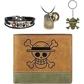 FJLyoupin 4Pcs Anime OP Straw Hat Wallet Set w/Matching Jewelry Accessories | Anime Accessory Bundle: Wallet, Necklace, Keychain & Bracelet. Great Gift for OP Fans, Sturdy and Lightweight Everyday Wear