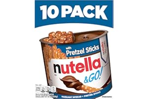 Nutella & GO! Chocolate Hazelnut Spread with Cocoa + Pretzel Sticks, 10 Snack Packs, 1.9 oz Each