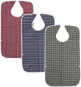 kuou Adult Bibs 3 Pack Red Green Blue Washable Elderly Dining Bibs view 2