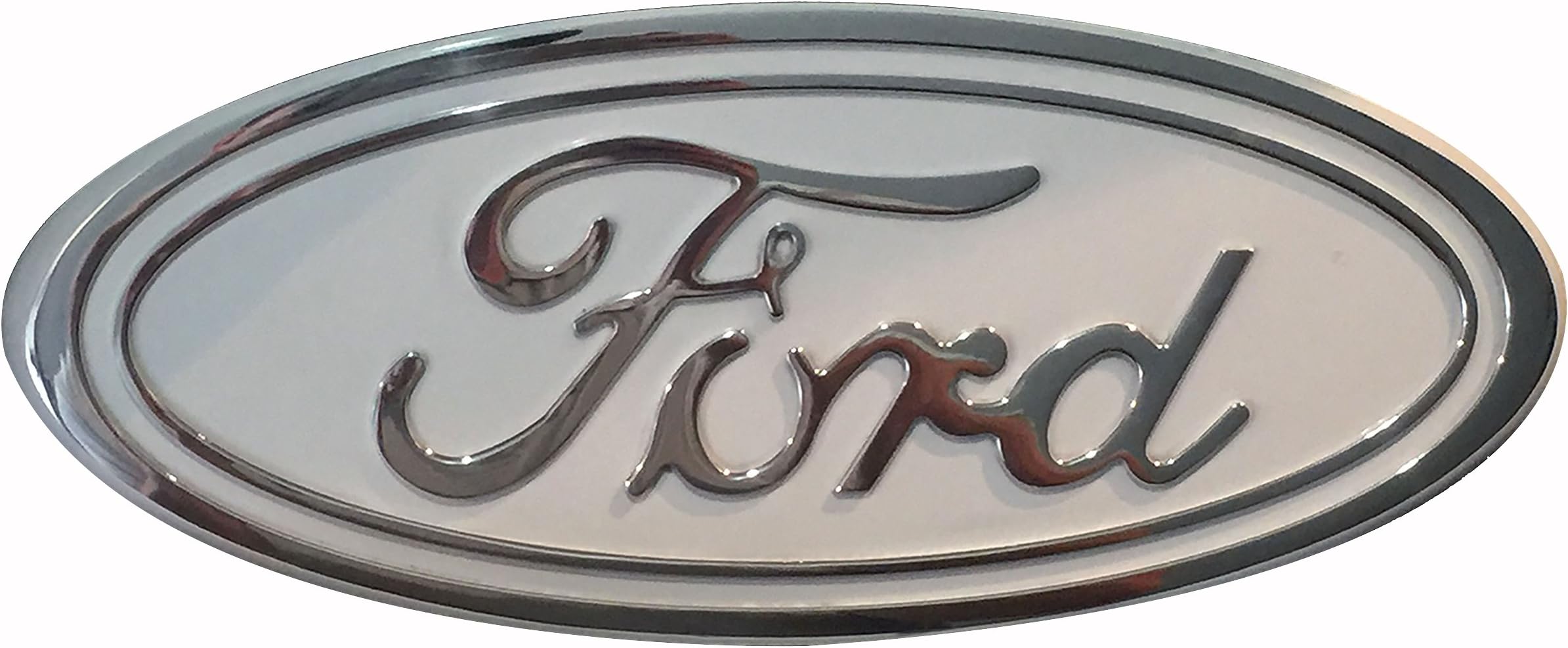Defenderworx 98207 Gloss White 5.75" Oval Billet Grille and Tailgate Emblem for Ford
