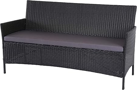 Amazon De Mendler 3 Sitzer Poly Rattan Gartenbank Halden Sitzbank Anthrazit Kissen Anthrazit