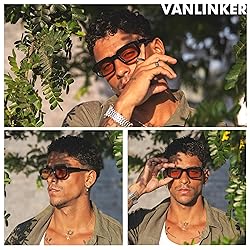 VANLINKER Retro Chunky Rectangle Sunglasses for Men