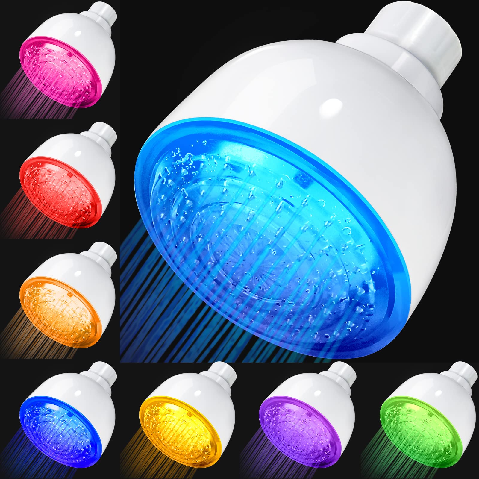 Photo 1 of LED Shower Head Color Changing Shower Heads, Shower Head with Light, LED Light Shower Head, Light up Shower Head with Led Lights, Adjustable Rain Led Showerhead for Kids Adult Bathroom Easy to Install