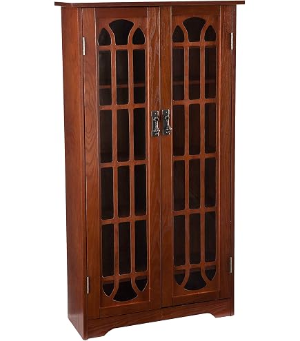 Amazon.com: Leslie Dame Solid Oak Multimedia Storage Cabinet with