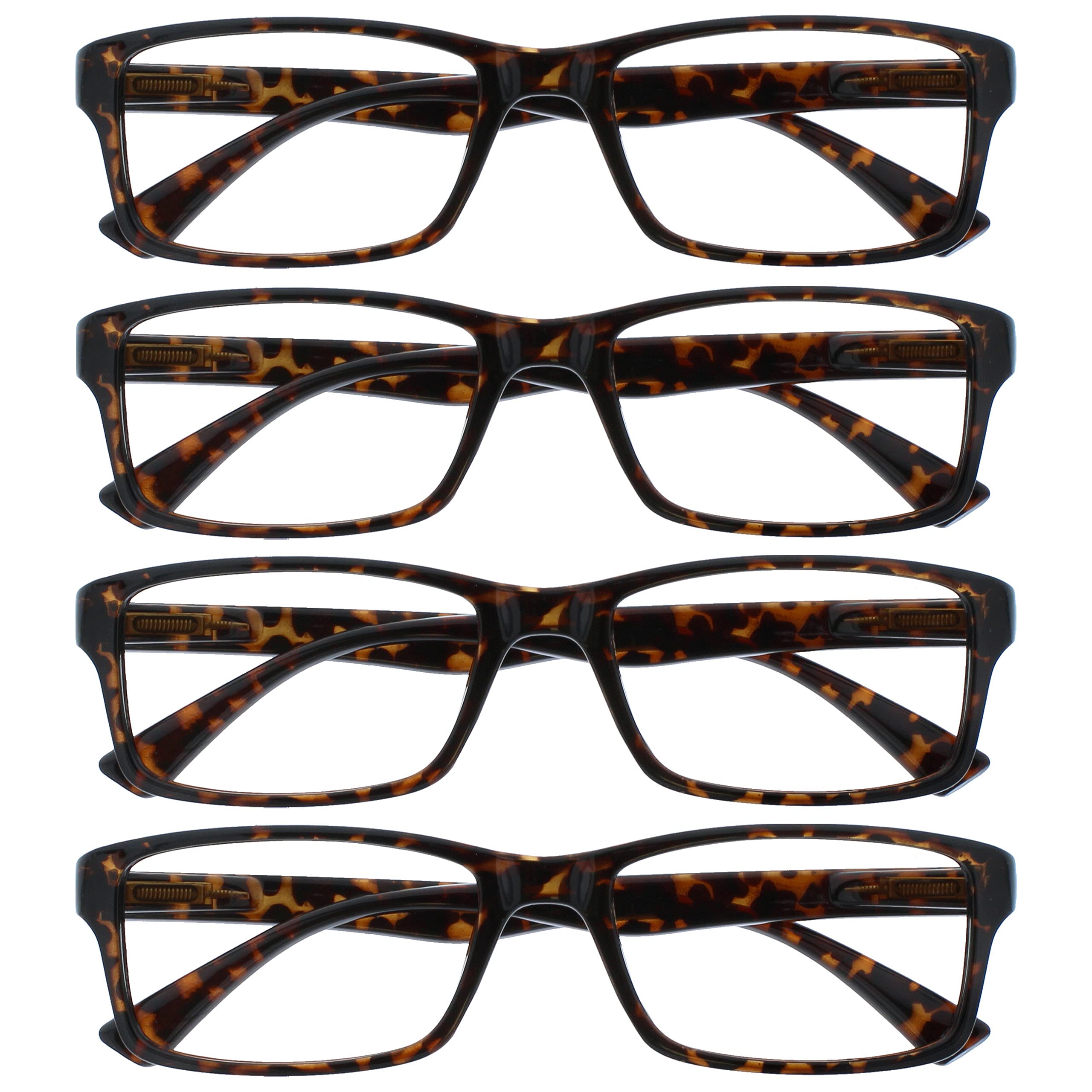 OPULIZE PEP Classic Reading Glasses for Women Men, Scratch Resistant Rectangular Frame with Spring Hinges, Brown +1.0 (Pack of 4) — image 1