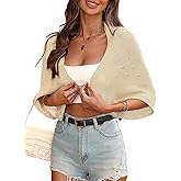 BB&KK Womens Crochet Shrug Summer Cardigan Bolero Open Front Lightweight Knit Cropped Boho Loose Sheer Sweaters