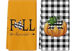 ANTPFAE Fall Hand Towels Set of 2, Fall Harvest Pumpkin Maple Leaves Bath Hand Towels for Bathroom Decorative Autumn Soft Absorbent Face Towels for Bathroom Home Hotel Gym Spa Yoga Kitchen 18"x26"