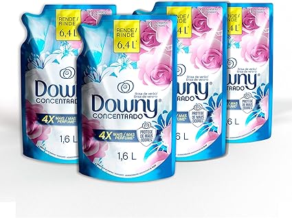 Kit Amaciante Concentrado Downy Brisa de Verão, 4 sachês com 1,6 L cada, total 6,4 L