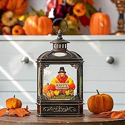 Fall Snow Globe Lantern - Thanksgiving Glittering