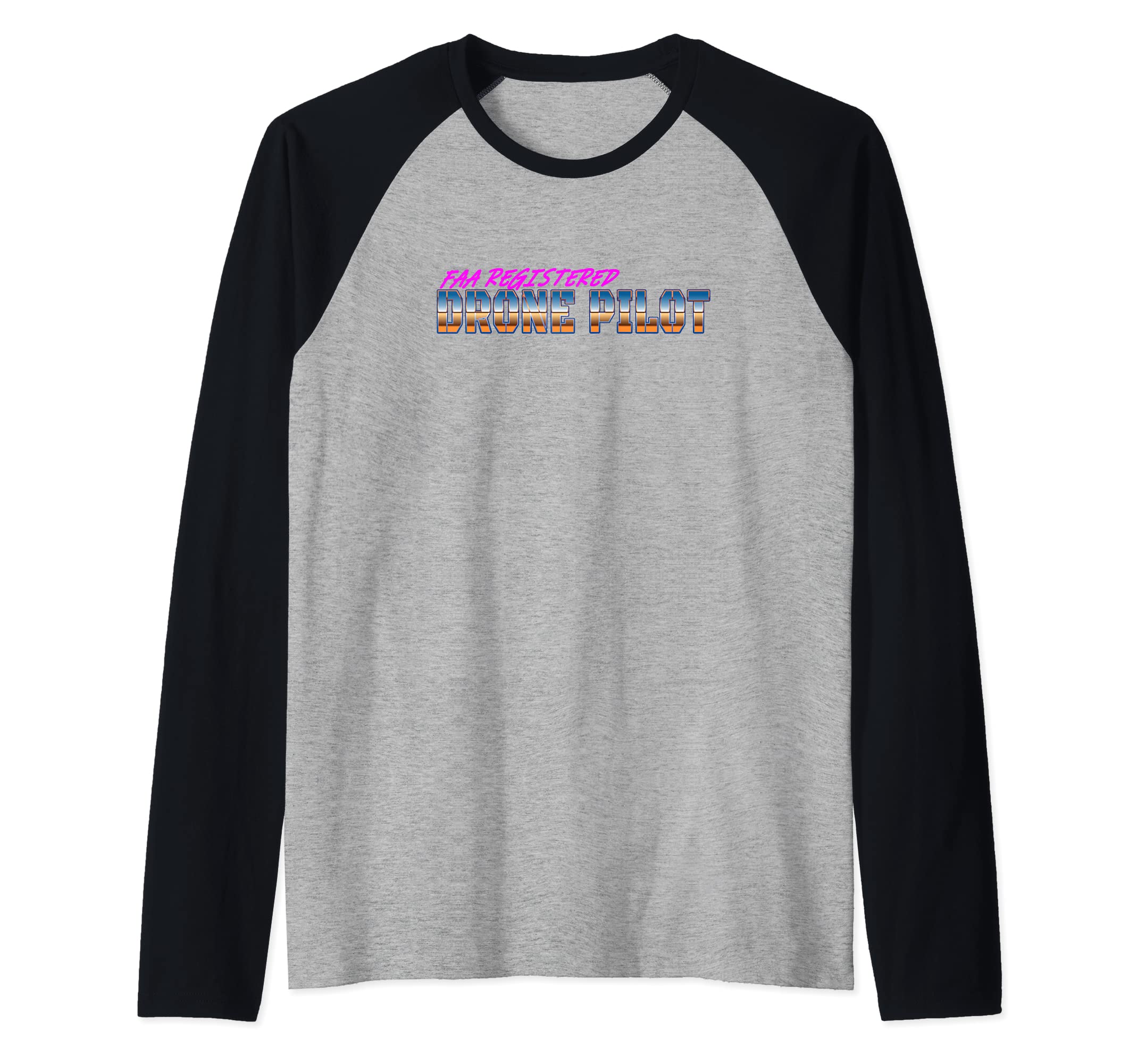 RETRO FAA Licensed Part 107 UAV Quadcopter Drone Pilot Raglan Baseball Tee