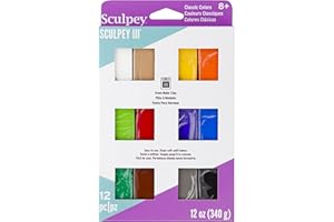 Sculpey III 12 Classic Colors of Polymer Oven-Bake Clay, Non Toxic 12 oz.,Great for Modeling, Sculpting, Holiday, DIY & School Projects.Great for Kids & Beginners!