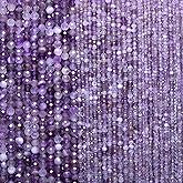 2mm 180pcs Natural Amethyst Stone Beads, Songxi Small Faceted Round Loose Gemstone for Jewelry Making, DIY Art and Craft, Bracelet Necklace (1 Strand)
