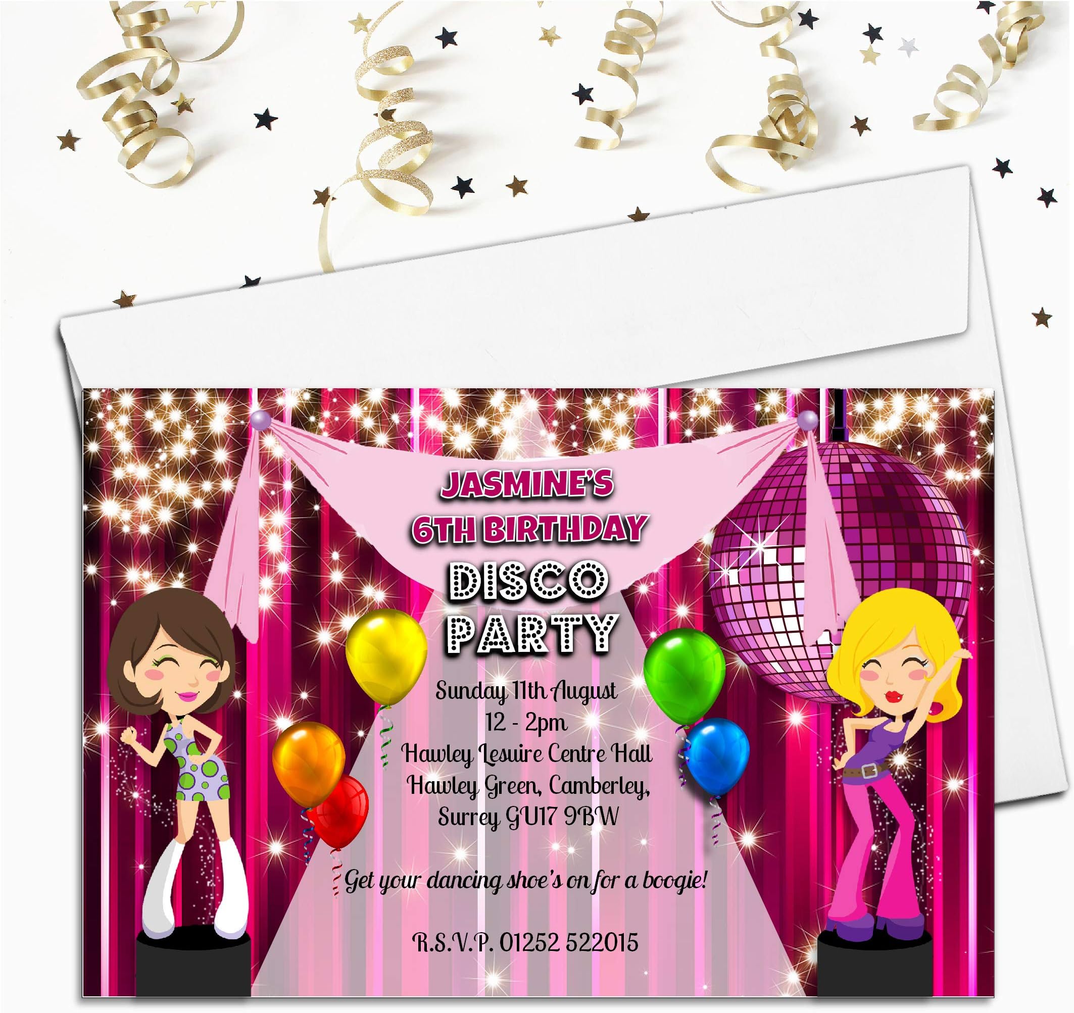 10 Personalised Girls Disco Dance Birthday Party Invitations Invites N76 3rd 5th 8th 10th Any Age LM