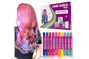 AFMICAT 10 Color Hair Chalk Pens, Temporary Hair Color for Kids & Adults, Hair Chalk for Girls Washable, Hair Dye Makeup for Birthday Gift, Halloween Christmas, DIY Salon, Cosplay & Festival Party