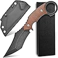 Ccanku C1117 Fixed Blade Knife,D2 Steel Blade +Micarta Handle Outdoor EDC Survival Claw Knife with Kydex Sheaths(Brown) …