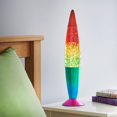 Global Gizmos 16in Rainbow Glitter Lava Lamp decorative mood light