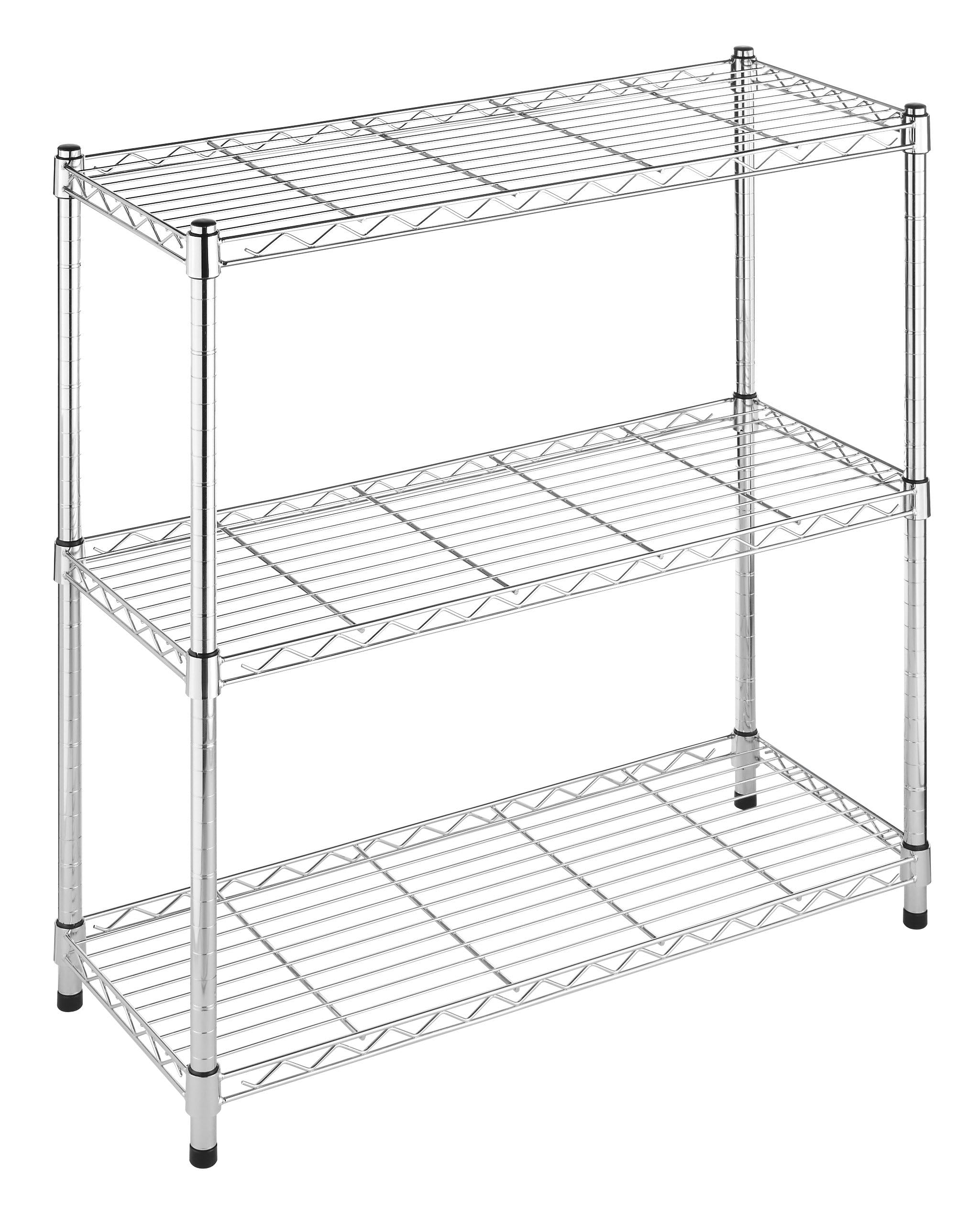 Whitmor 3 Tier Shelving Unit, Metal Storage Shelves, 400 lbs Capacity per Shelf, 1200 lbs Total, Durable Heavy Duty Shelf for Kitchen, Garage, Plant, 36" L x 14" W x 36" H, Chrome Image